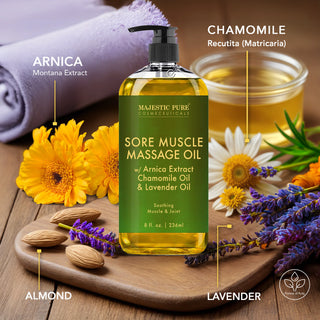 Sore Muscle Massage Oil with Lavender and Chamomile Essential Oils | 8 fl  oz