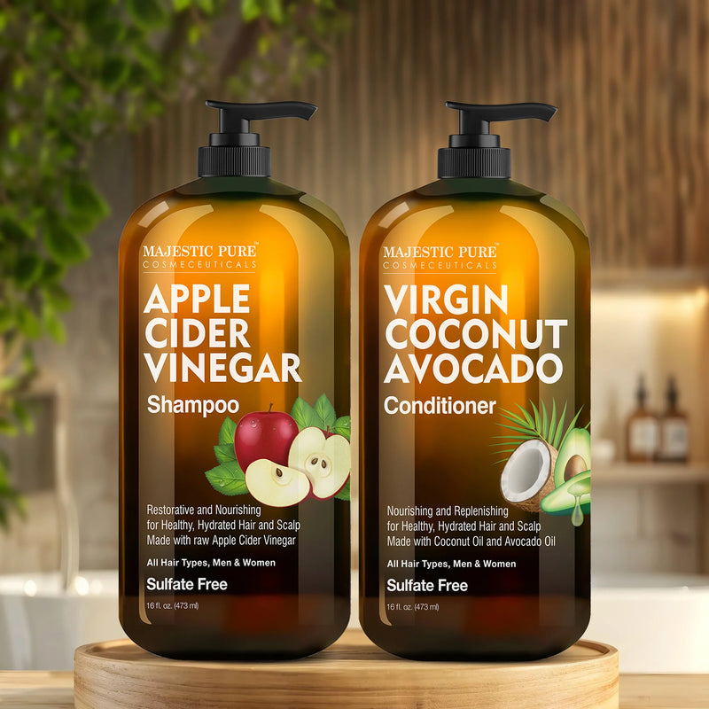 Apple Cider Vinegar Shampoo & Coconut Avocado Conditioner Set | 16 fl oz each