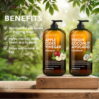 Apple Cider Vinegar Shampoo & Coconut Avocado Conditioner Set | 16 fl oz each