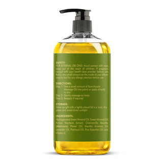 Sore Muscle Massage Oil with Lavender and Chamomile Essential Oils | 8 fl  oz
