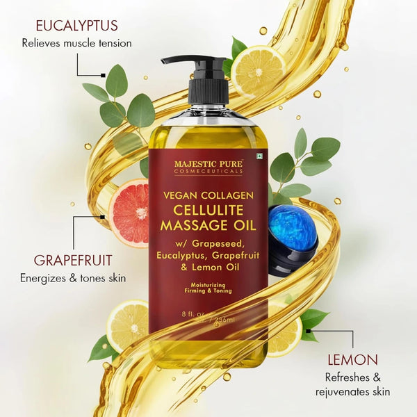 
  
    Vegan Collagen Cellulite Massage Oil with Eucalyptus Oil | 8 fl oz (with roller)
  
