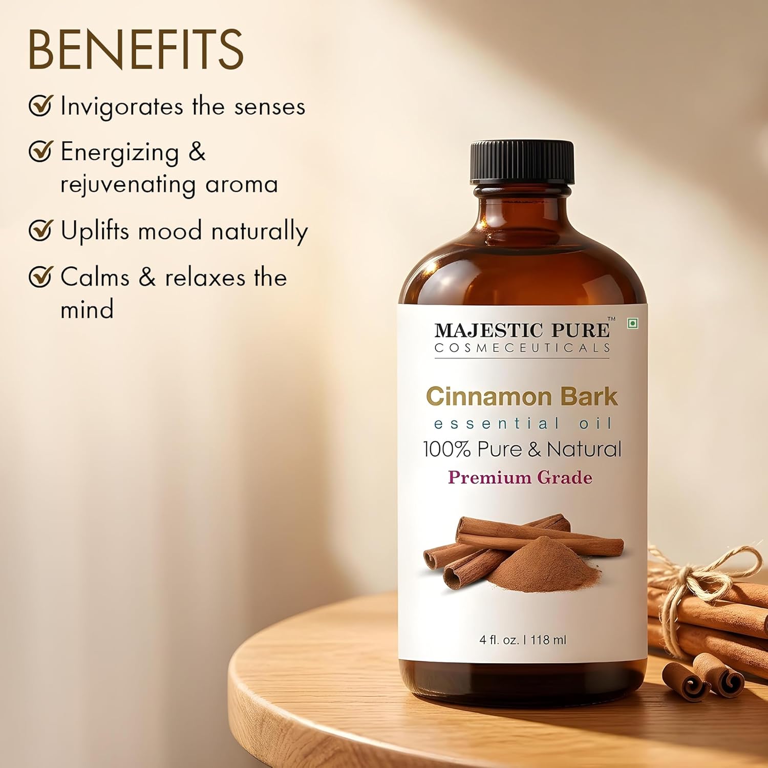 Cinnamon Bark Essential Oil 4 Fl Oz – Majestic Pure Cosmeceuticals