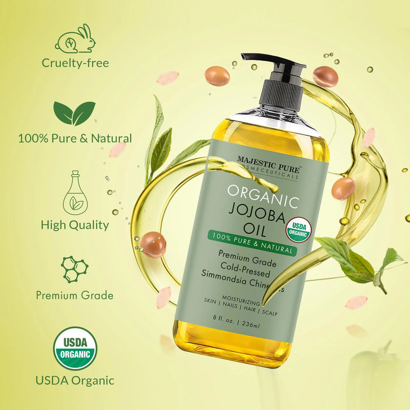 USDA Organic Jojoba Oil | 8 fl oz Majestic Pure Cosmeceuticals USDA Organic Jojoba Oil | 8 fl oz Majestic Pure Cosmeceuticals