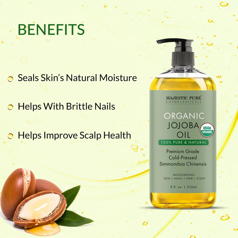 USDA Organic Jojoba Oil | 8 fl oz Majestic Pure Cosmeceuticals USDA Organic Jojoba Oil | 8 fl oz Majestic Pure Cosmeceuticals