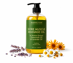 Sore Muscle Massage Oil with Lavender and Chamomile Essential Oils | 8 fl oz