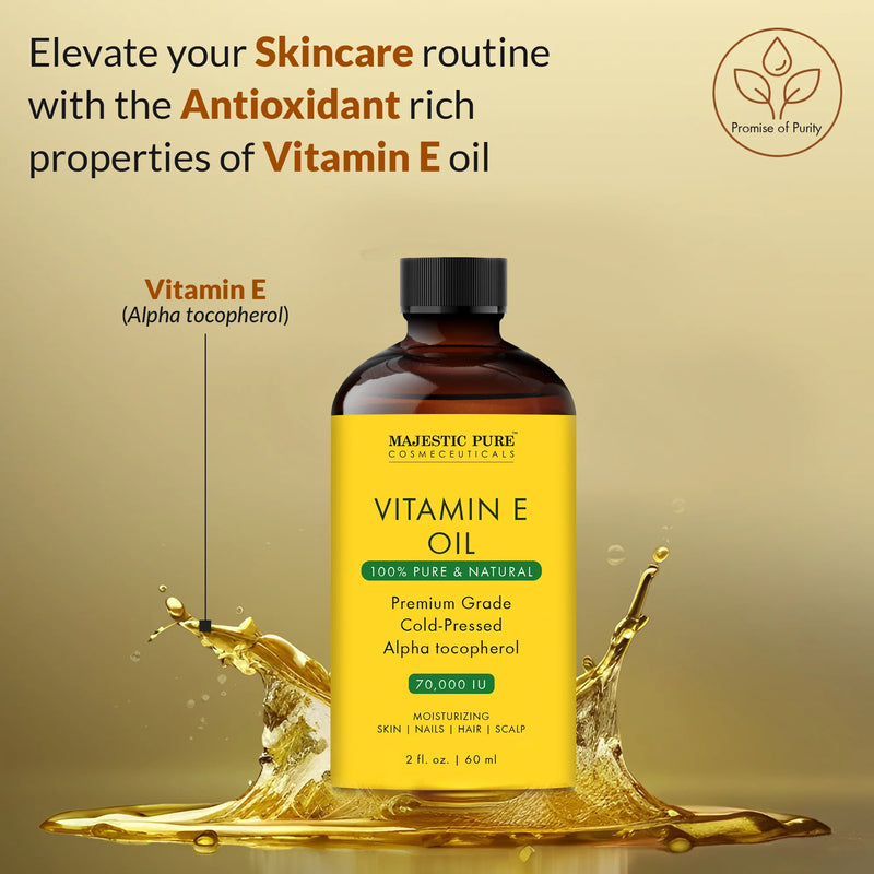 Majestic Pure Vitamin E Oil - 100% Pure & Natural | Premium Grade, Cold-Pressed and Tocopherol to Repair Dry, Damaged Skin | Moisturizing Skin, Hair Majestic Pure Vitamin E Oil - 100% Pure & Natural | Premium Grade, Cold-Pressed and Tocopherol to Repair Dry, Damaged Skin | Moisturizing Skin, Hair
