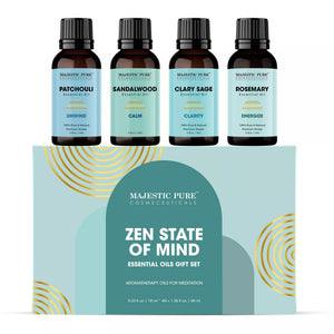 Zen State Of Mind Essential Oil Gift Set | Pack of 4 x 0.3 Fl Oz