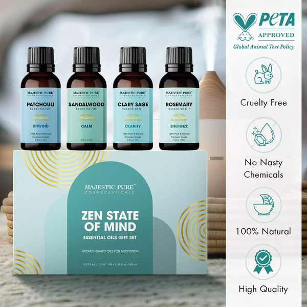
  
    Zen State Of Mind Essential Oil Gift Set | Pack of 4 x 0.3 Fl Oz
  
