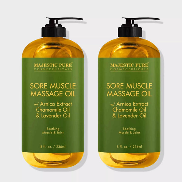 Sore Muscle Massage Oil with Lavender Oil | 8 fl oz Pack of 2